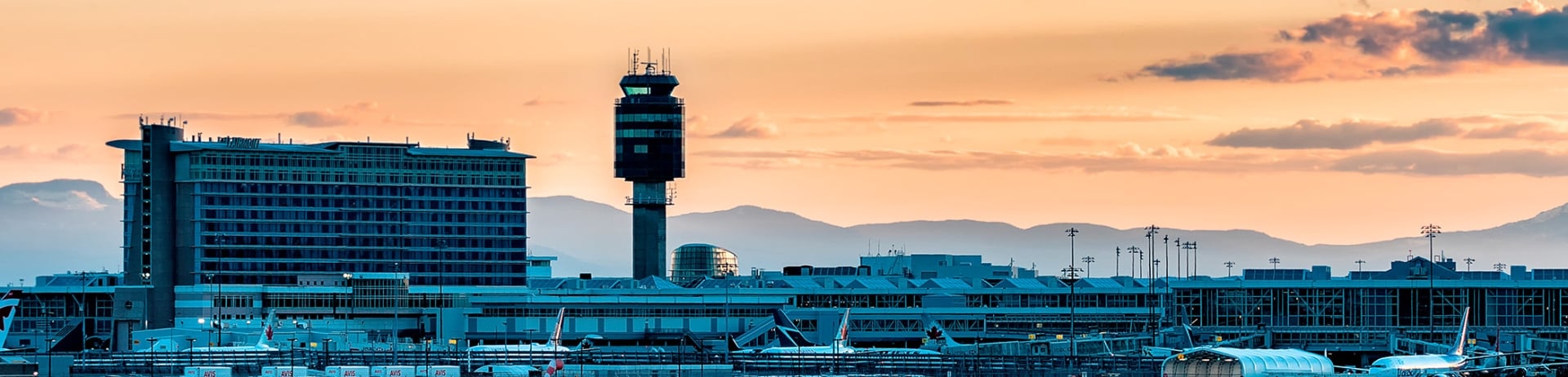 exterior shot of the hotel and airport