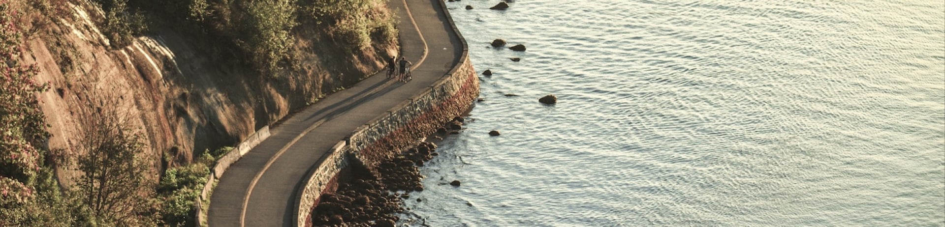 aerial of ocean bike path