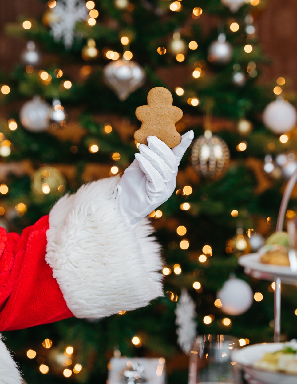 Santa holding up a cookie