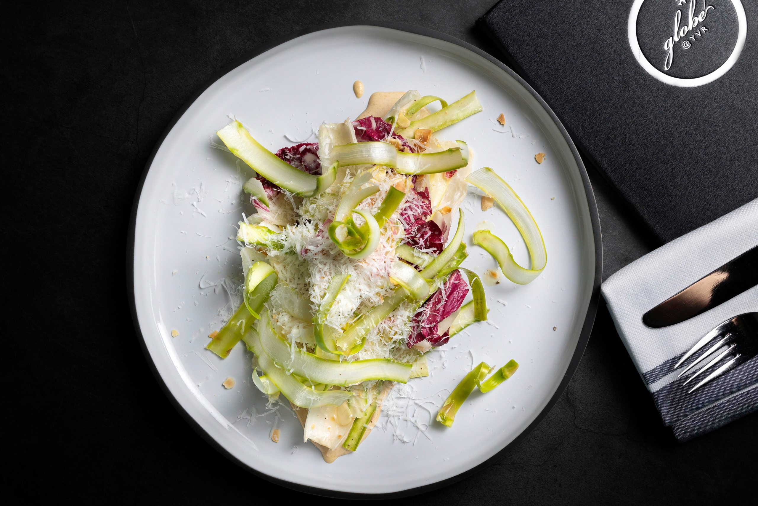 A plate of asparagus salad