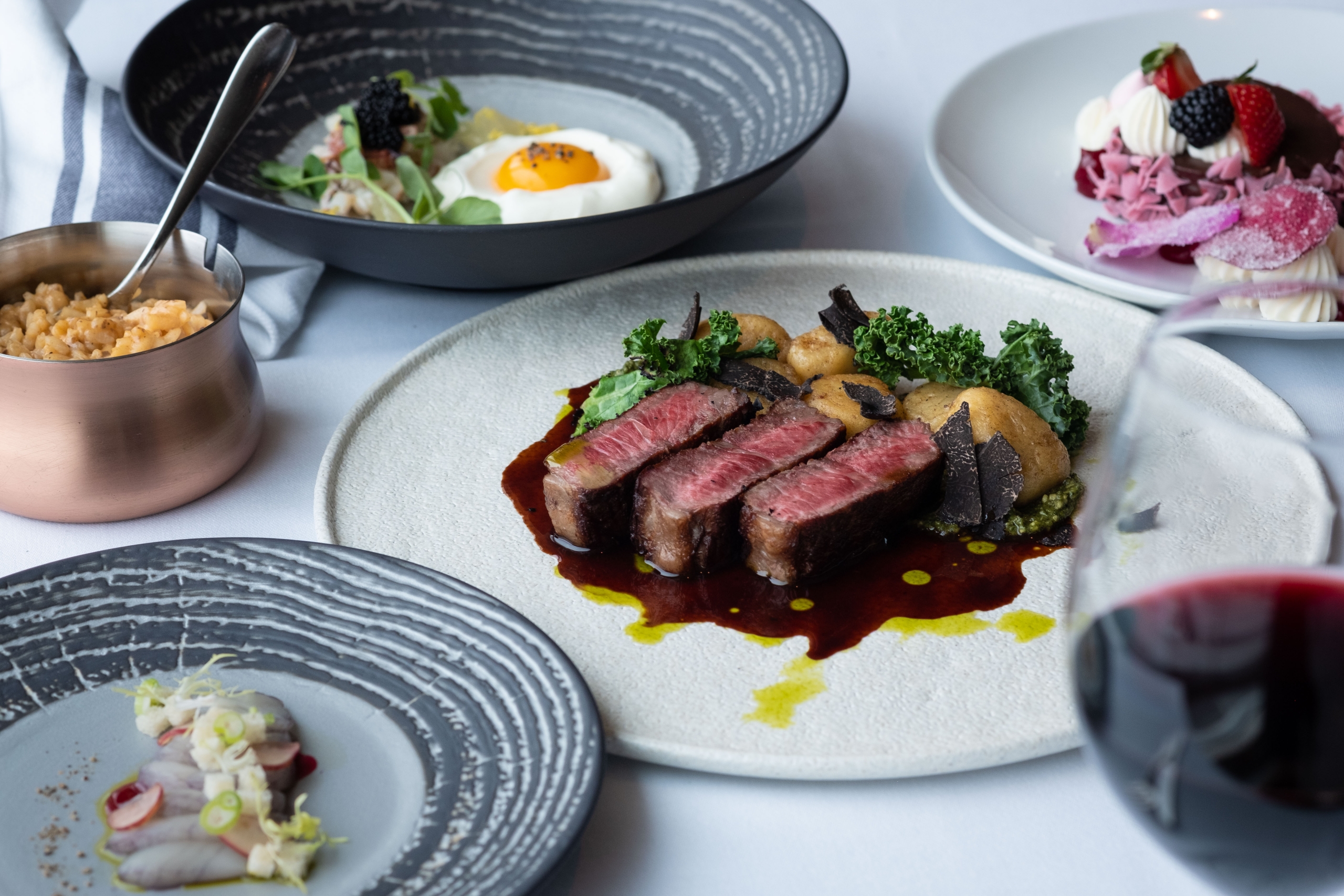A selection of food items on a table.